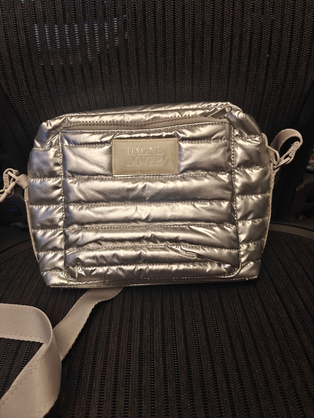 Dagne Dover Metallic Quilted Silver Crossbody
